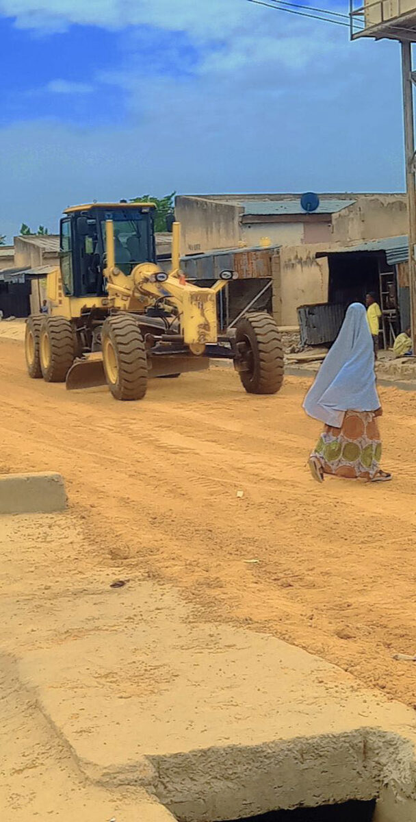 Road grading works